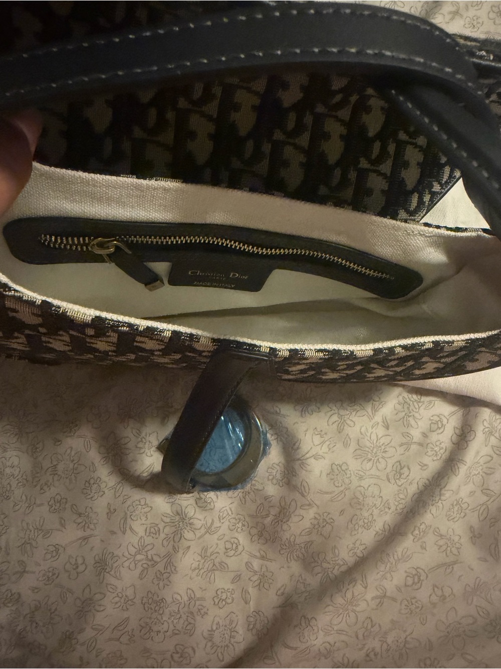 Inspired Saddle Shoulder Bag – Navy & Beige - Picture 7 of 8